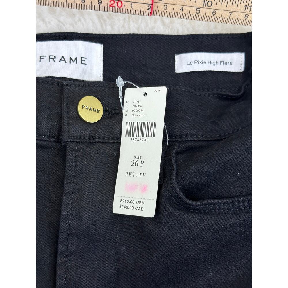 FRAME Le Pixie Jeans Cotton Blend Noir Women's 26P High Flare NWT - Picture 9 of 15